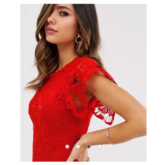 ✨NWT✨ ASOS Red Lace Dress - Picture 2 of 3